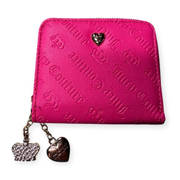 Juicy Couture Not Your‎ Babe Wallet Medium Double Zip Around Pink Flash Y2K VTG - Picture 1 of 7